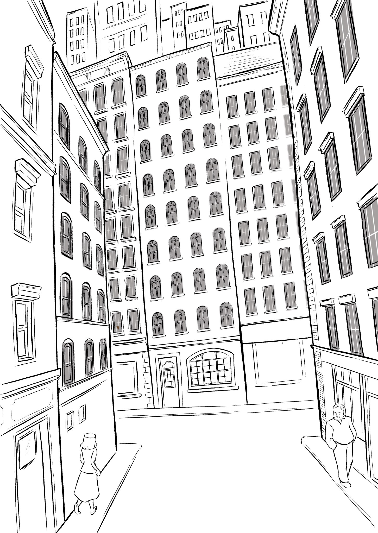 Process of a distorted street scene – Jeanne Lolness